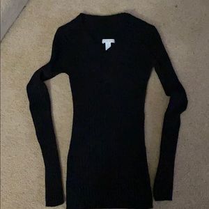 Black V-Neck Long Sleeve Sweater